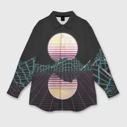 Женская рубашка oversize 3D Retro Wave