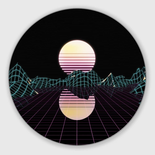 Круглый коврик для мышки Retro Wave