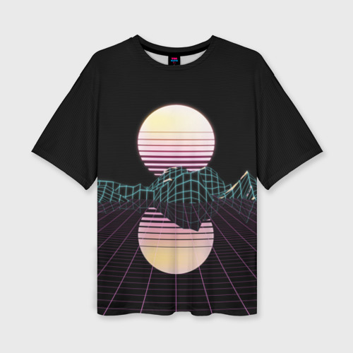 Женская футболка oversize 3D Retro Wave, цвет 3D печать