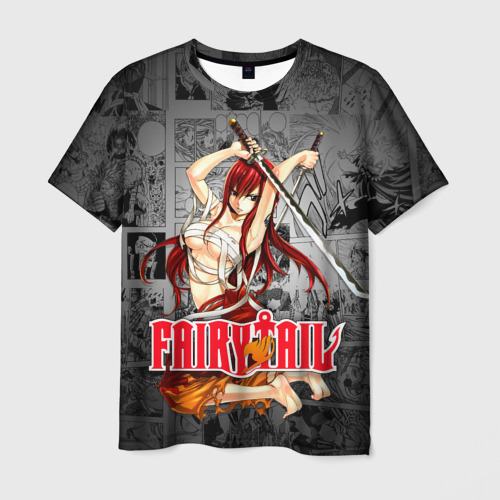 Мужская футболка с принтом Fairy Tail Эльза, вид спереди №1