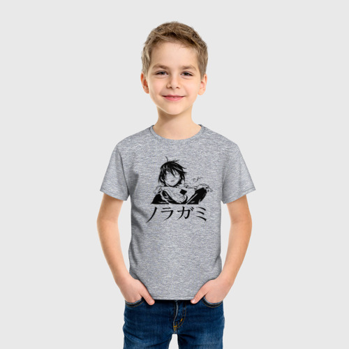 Детская футболка хлопок с принтом БЕЗДОМНЫЙ БОГ Черно-белый Ято, фото на моделе #1