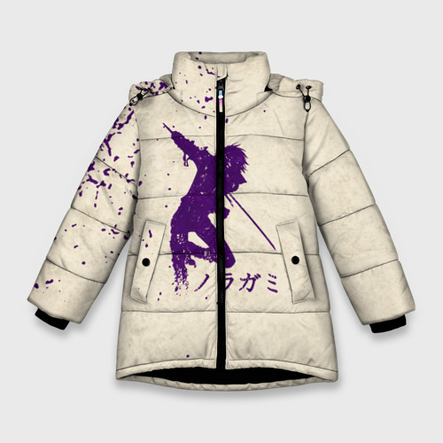 Зимняя куртка для девочек 3D Силуэт Бездомного Бога, цвет черный