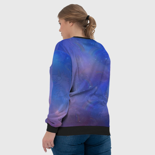 Женский свитшот 3D с принтом Единорог, блюющий радугой, вид сзади #2
