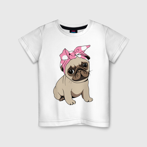 Детская футболка из хлопка с принтом Собачка, вид спереди №1