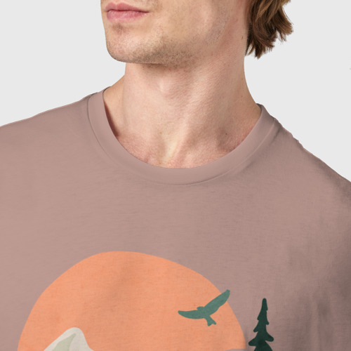 Мужская футболка хлопок Adventure, цвет пыльно-розовый - фото 6