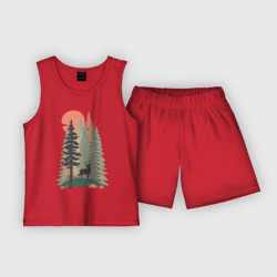 Детская пижама с шортами хлопок Adventure - еловый лес