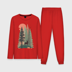 Мужская пижама с лонгсливом хлопок Adventure - еловый лес