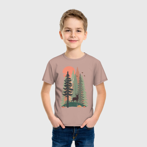 Детская футболка хлопок Adventure - еловый лес, цвет пыльно-розовый - фото 3