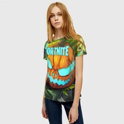Женская футболка 3D Fortnite flaming Pumpkin Jack - фото 2