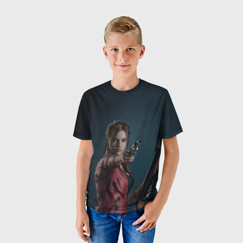 Детская футболка 3D с принтом Claire Redfield, фото на моделе #1