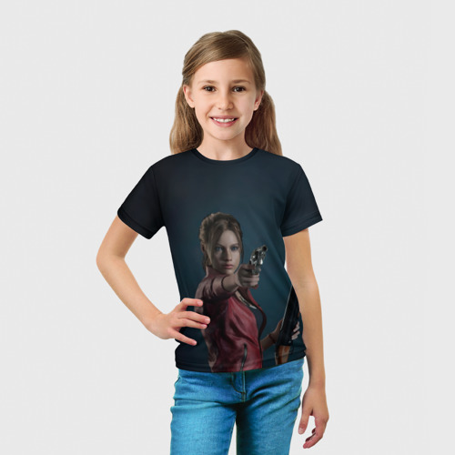 Детская футболка 3D с принтом Claire Redfield, вид сбоку #3