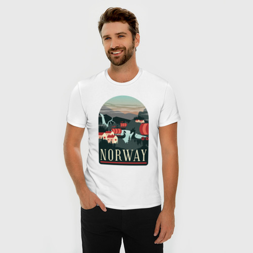 Мужская футболка хлопок Slim Норвегия, цвет белый - фото 3