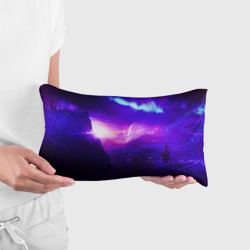 Подушка с принтом Космическое сияние для любого человека, вид спереди №2. Цвет основы: белый
