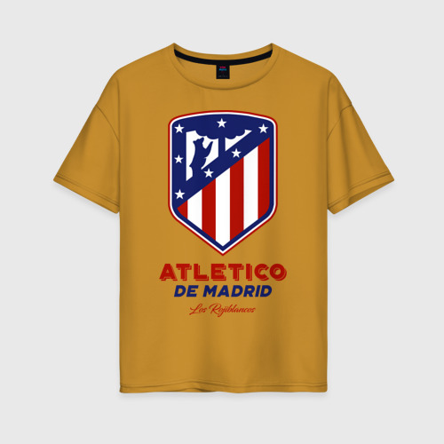 Женская футболка хлопок Oversize Атлетико Мадрид, цвет горчичный