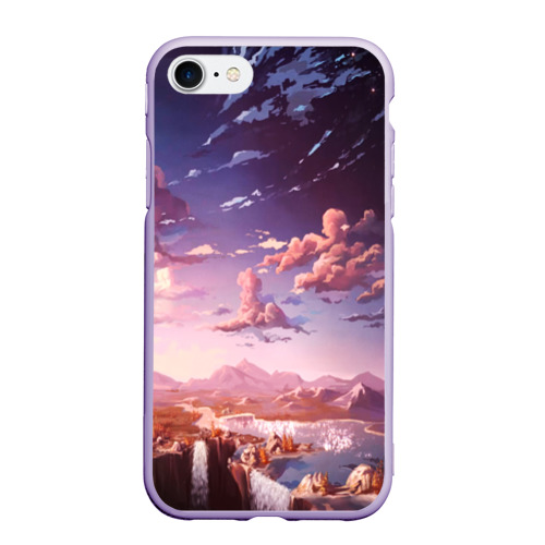 Чехол для iPhone 7/8 матовый Фантастический закат, цвет светло-сиреневый