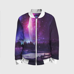 Детский бомбер 3D Северный закат и космос