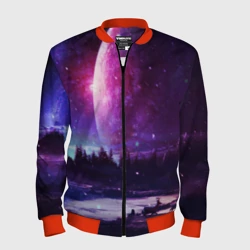 Мужской бомбер 3D Северный закат и космос
