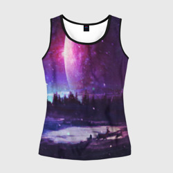 Женская майка 3D Северный закат и космос