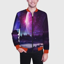 Мужской бомбер 3D Северный закат и космос - фото 2