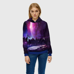 Женская толстовка 3D Северный закат и космос - фото 2