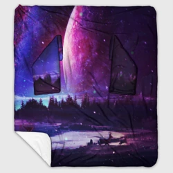 Плед с рукавами Северный закат и космос