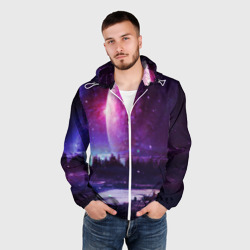 Мужская ветровка 3D Северный закат и космос - фото 2