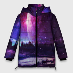 Женская зимняя куртка Oversize Северный закат и космос