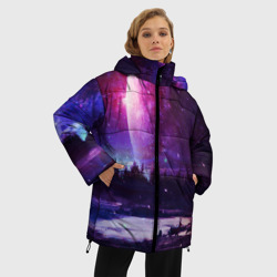 Женская зимняя куртка Oversize Северный закат и космос - фото 2
