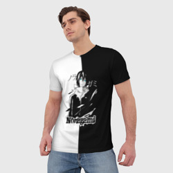 Мужская футболка 3D Бездомный бог черное и белое - фото 2