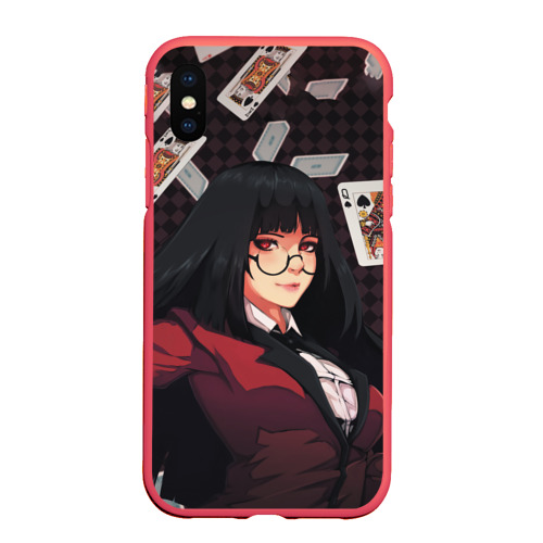 Чехол для iPhone XS Max матовый kakegurui yumeko карты, цвет красный