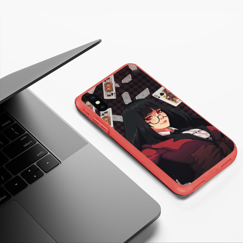 Чехол для iPhone XS Max матовый kakegurui yumeko карты, цвет красный - фото 5