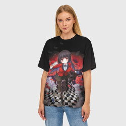 Женская футболка oversize 3D Kakegurui шахматная доска - фото 2