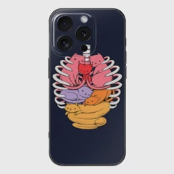 Чехол для iPhone 16 Pro силиконовый с защитой камеры Внутри Меня Котики в грудной клетки