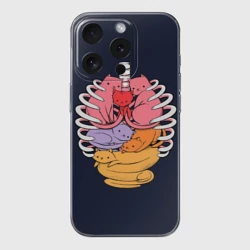 Чехол для iPhone 15 Pro Max силиконовый с защитой камеры Внутри Меня Котики в грудной клетки