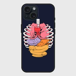 Чехол силиконовый для Apple iPhone 15 матовый Внутри Меня Котики в грудной клетки