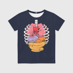 Детская футболка 3D Внутри Меня Котики в грудной клетки