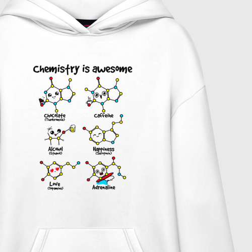 Худи SuperOversize хлопок Chemistry is awesome, цвет белый - фото 3