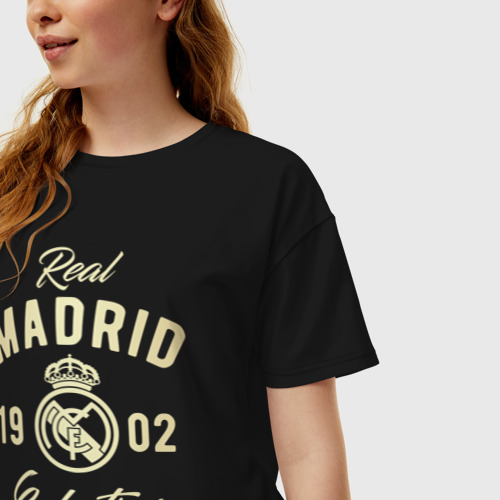Женская футболка хлопок Oversize Реал Мадрид, цвет черный - фото 3