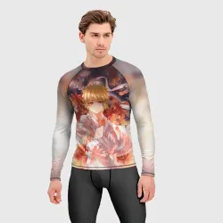 Мужской рашгард 3D Бездомный Бог. Юкинэ в цветах - фото 2