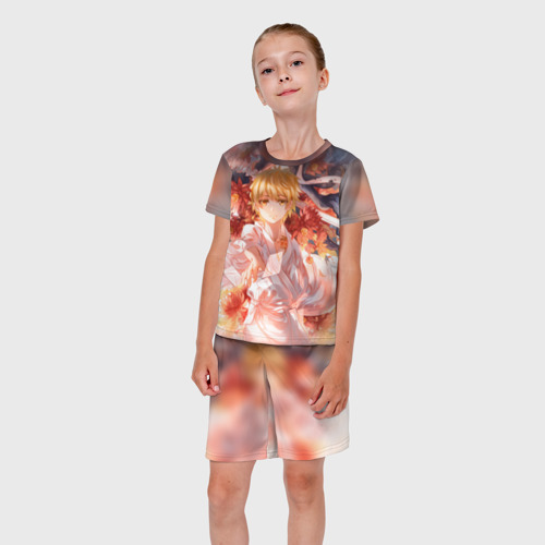 Детский костюм с шортами 3D Бездомный Бог. Юкинэ в цветах, цвет 3D печать - фото 5