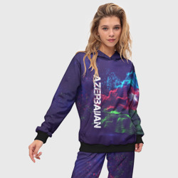 Женский костюм с толстовкой 3D Azerbaijan - флаг Азербайджан волнистый - фото 2
