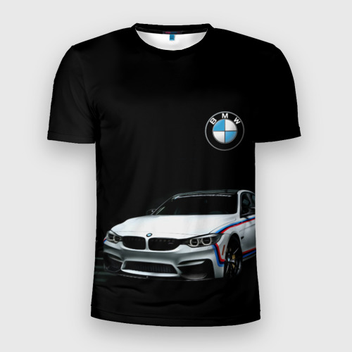 Мужская футболка 3D Slim с принтом BMW, вид спереди #2