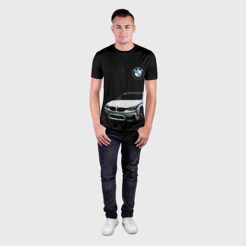 Мужская футболка 3D Slim с принтом BMW, вид сбоку #3