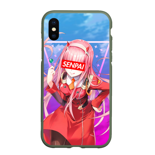 Чехол для iPhone XS Max матовый Anime Senpai Girl pink, цвет темно-зеленый