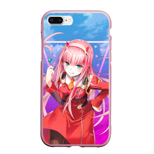 Чехол для iPhone 7Plus/8 Plus матовый Darling in the Franxx 002, цвет розовый