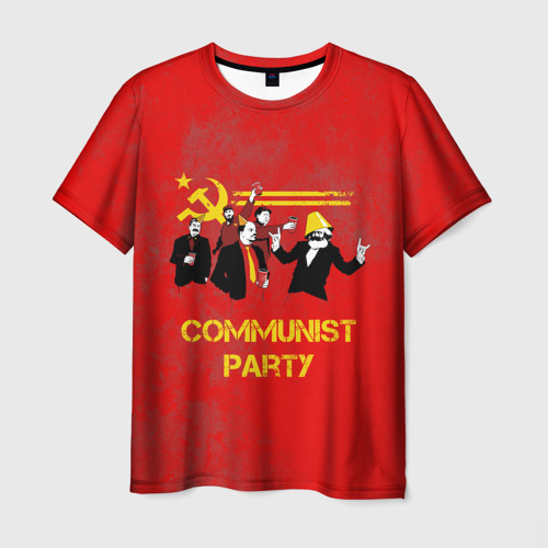 Мужская футболка с принтом Communist party, вид спереди №1