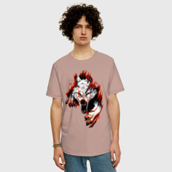 Мужская футболка хлопок Oversize Волк из груди - фото 2