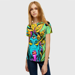 Женская футболка 3D Психоделика девушка - фото 2