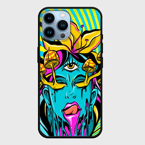 Чехол для iPhone 14 Pro Max Психоделика девушка с третьим глазом