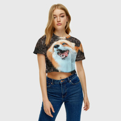 Женская футболка Crop-top 3D Довольная лиса - фото 2